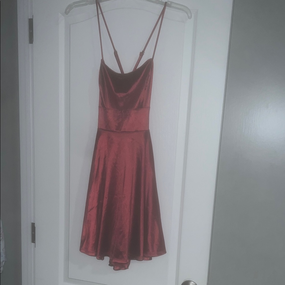 Source Unknown Burgundy Satin Mini Dress